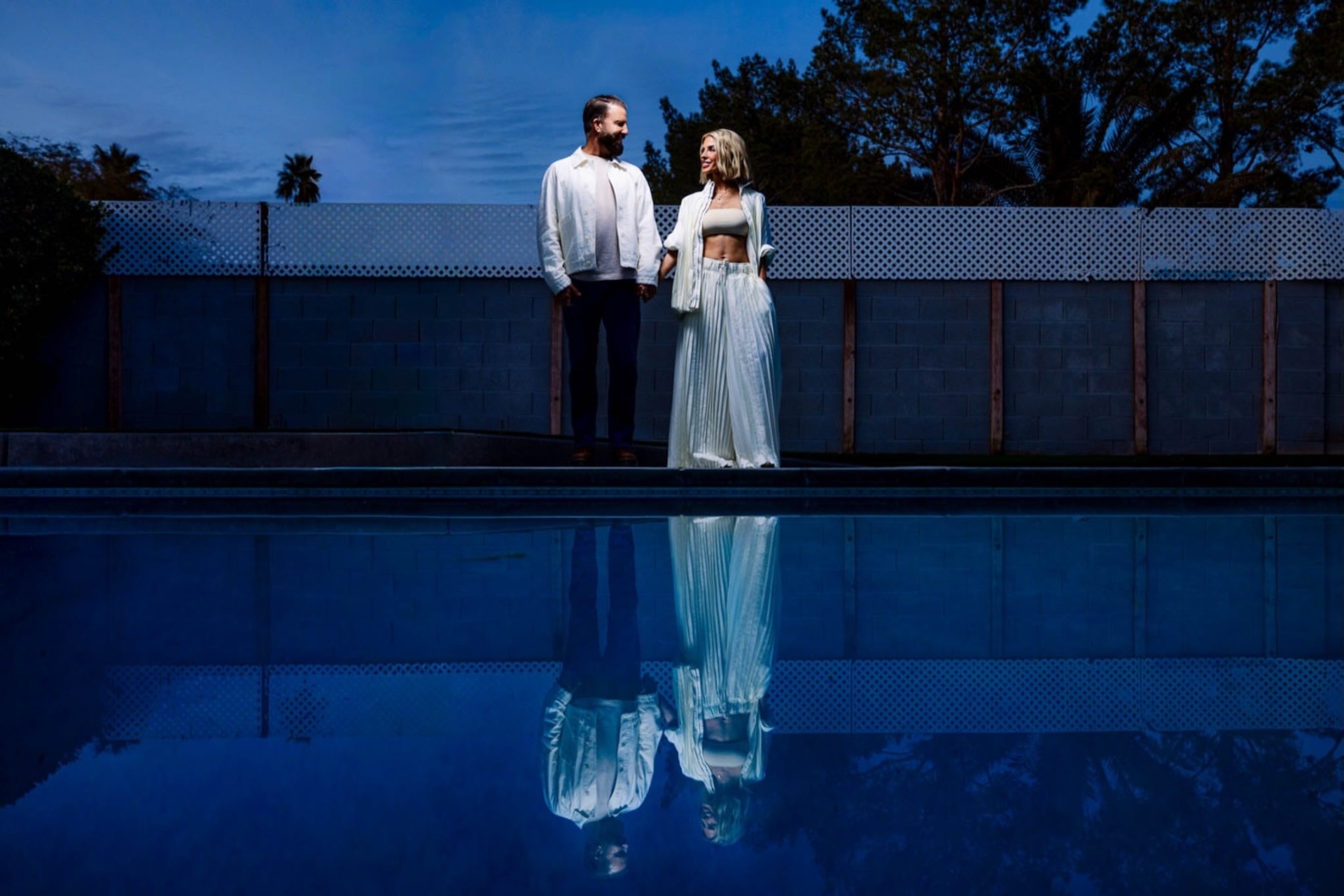 Twilight reflections at the pool